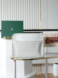 GOYARD Wallet Bags Calfskin Leather (White-Gray) 25X18X7 D20202608091487
