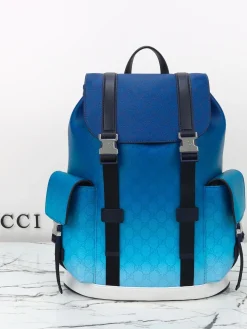 GUCCI Backpacks Bags Leather (Blue-Black) 35X46X12 CM E50202608060466