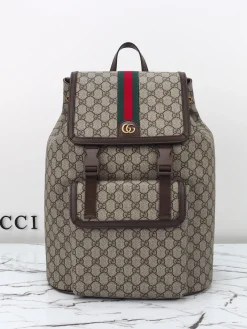 GUCCI Backpacks Bags Leather (Brown-Beige) 34X44X21CM D90202608060032