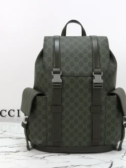 GUCCI Backpacks Bags Leather (Dark Green-SiGUCCIer) 35x46x12cm E10202608060506