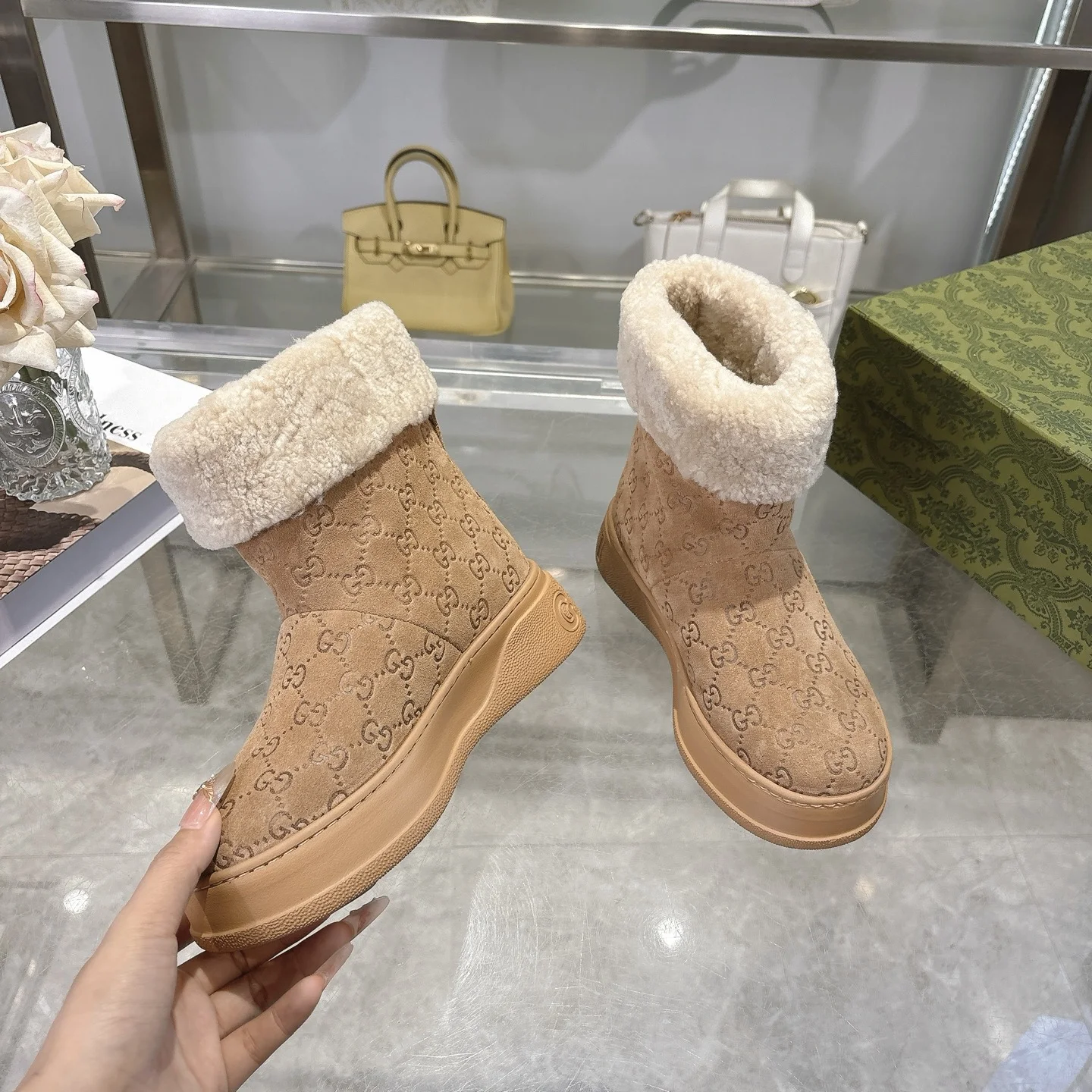 GUCCI Booties Suede & Merino Wool EU36-42 C10202608030018 - Image 5