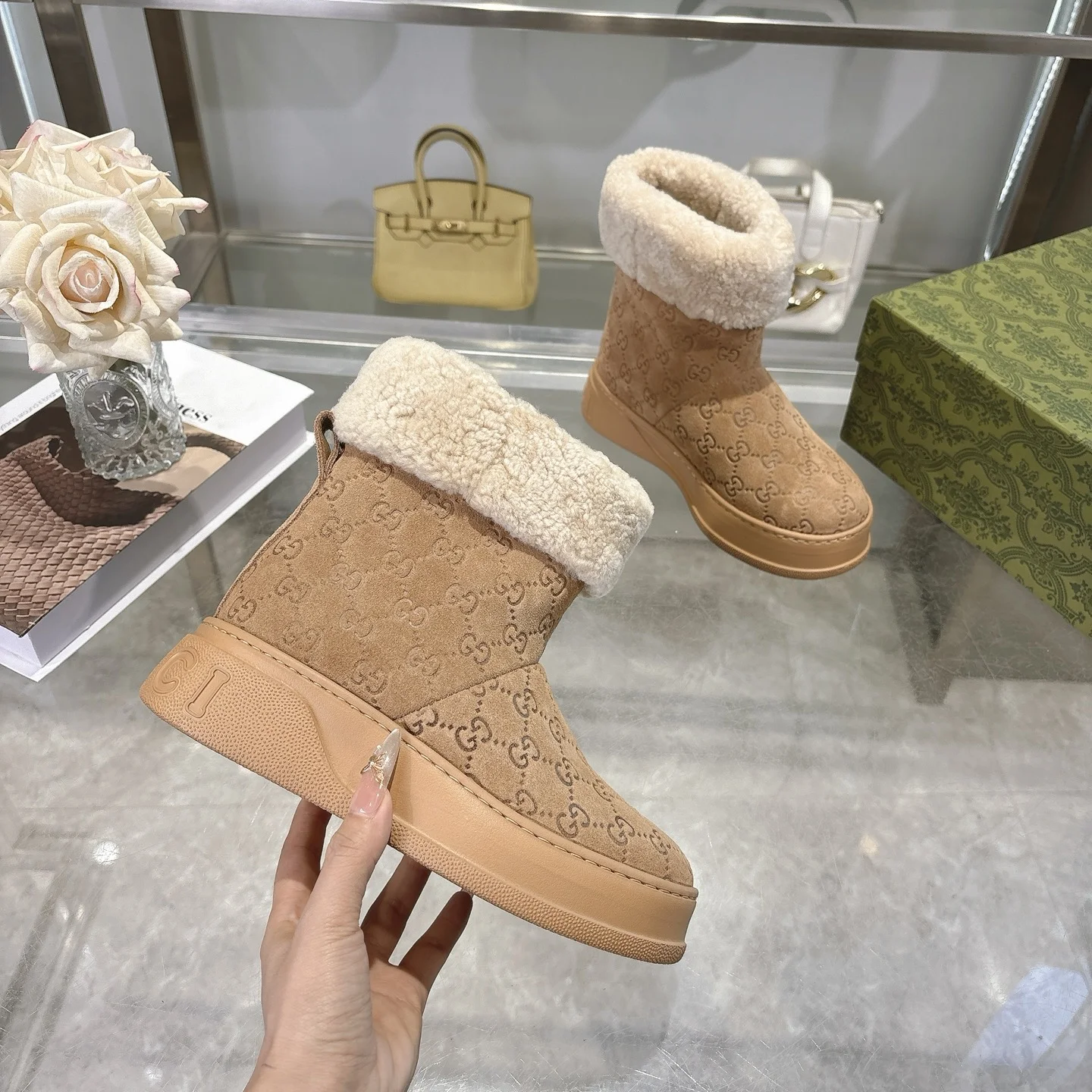 GUCCI Booties Suede & Merino Wool EU36-42 C10202608030018 - Image 6