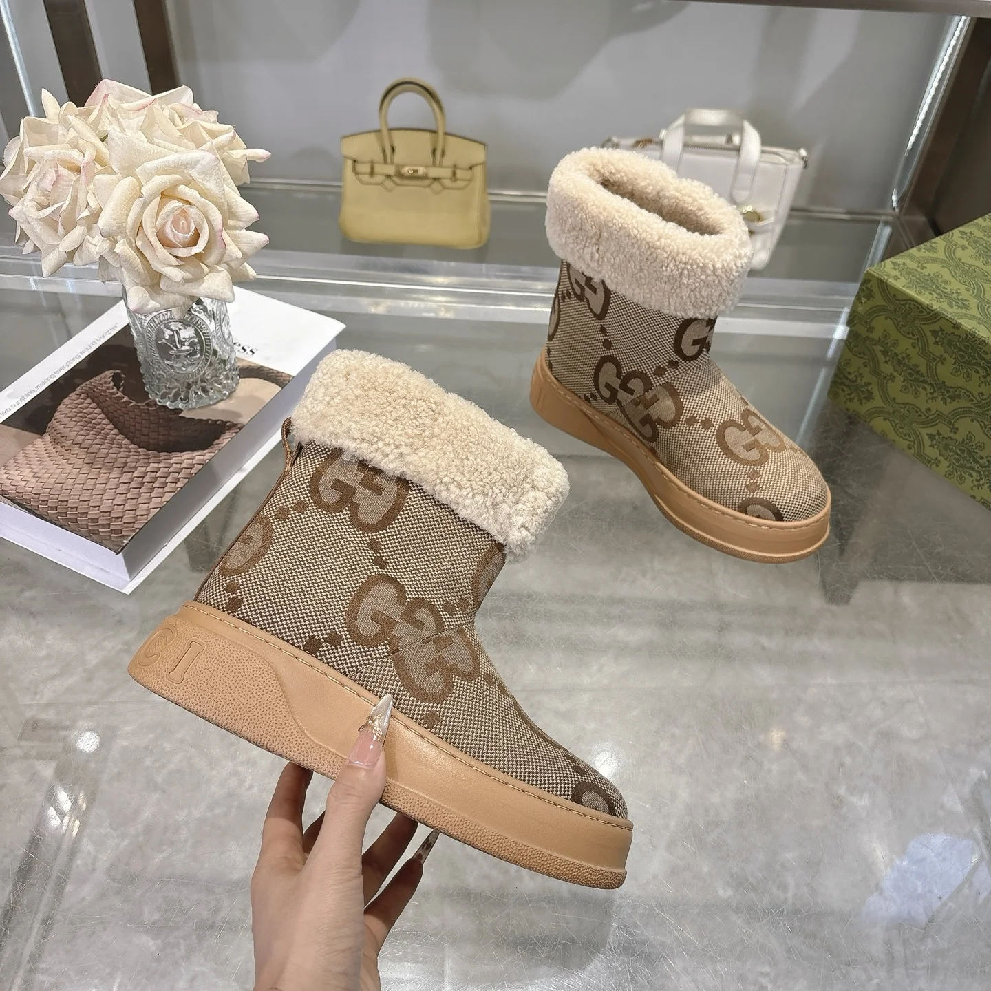 GUCCI Booties Suede & Merino Wool EU36-42 C10202608030021 - Image 6