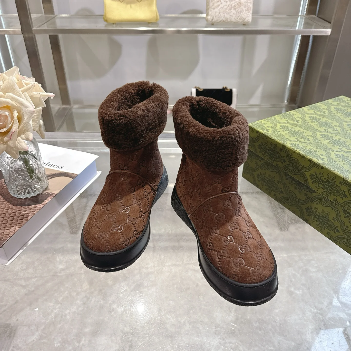 GUCCI Booties Suede & Wool EU36-42 C10202608030007 - Image 3