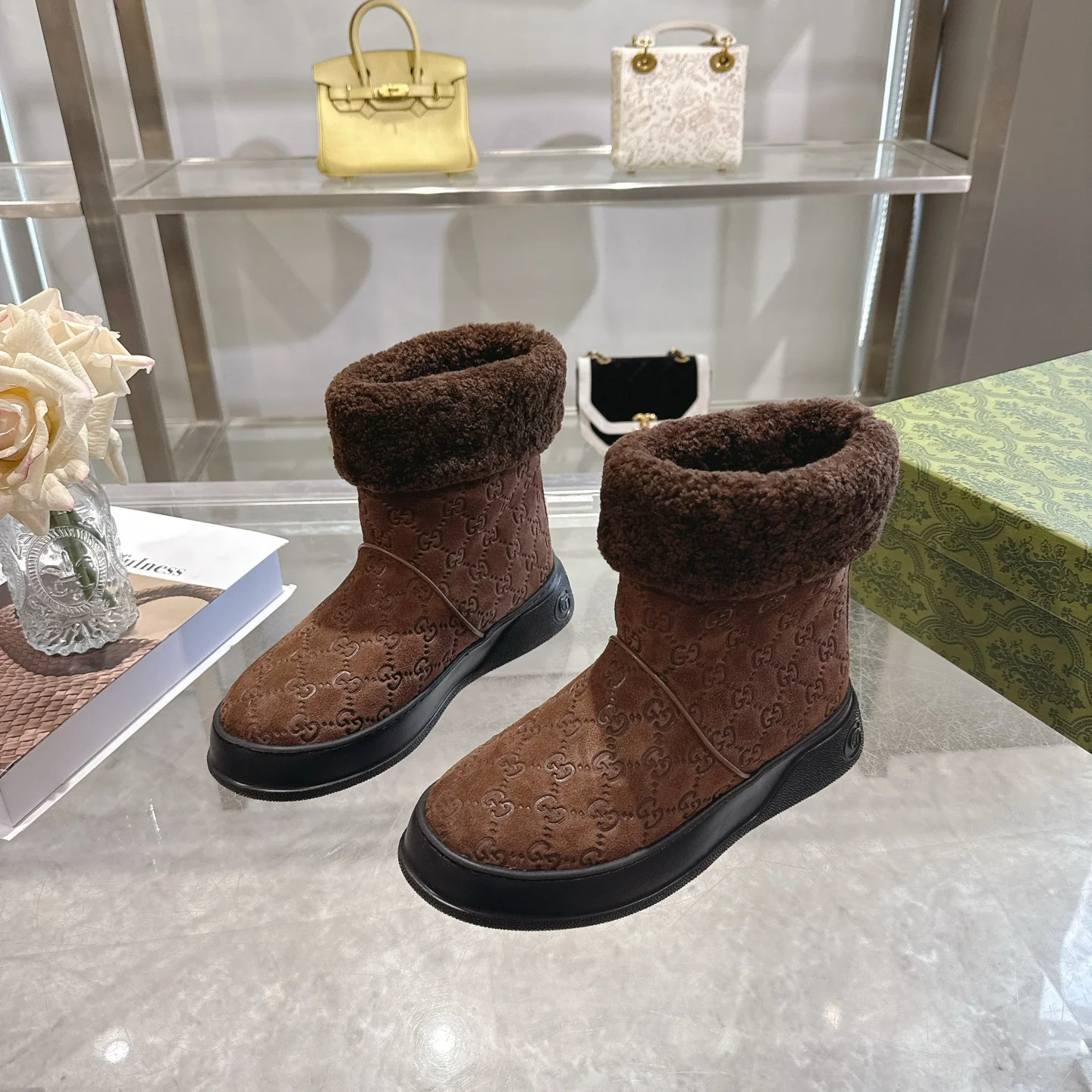 GUCCI Booties Suede & Wool EU36-42 C10202608030007 - Image 4