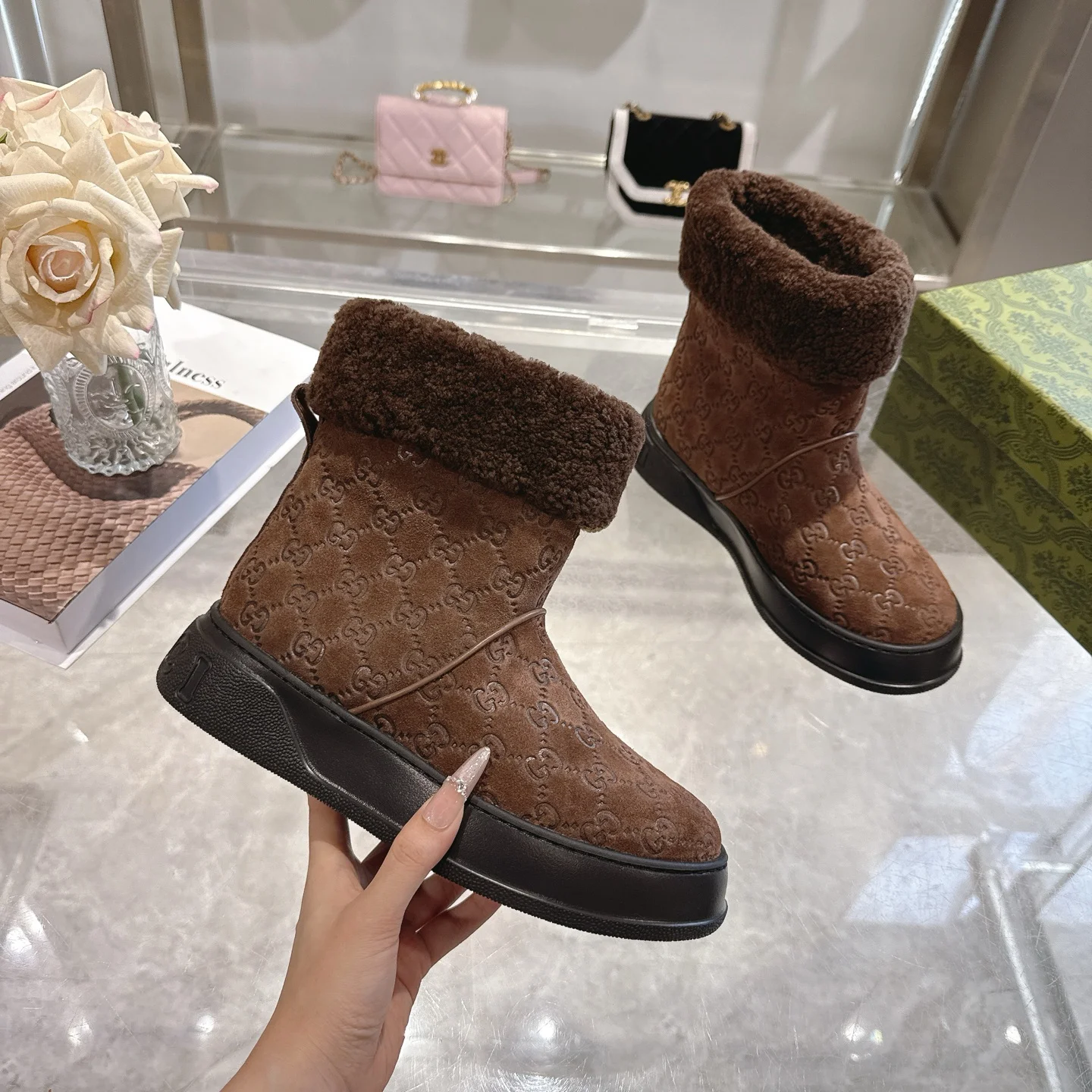 GUCCI Booties Suede & Wool EU36-42 C10202608030007 - Image 5