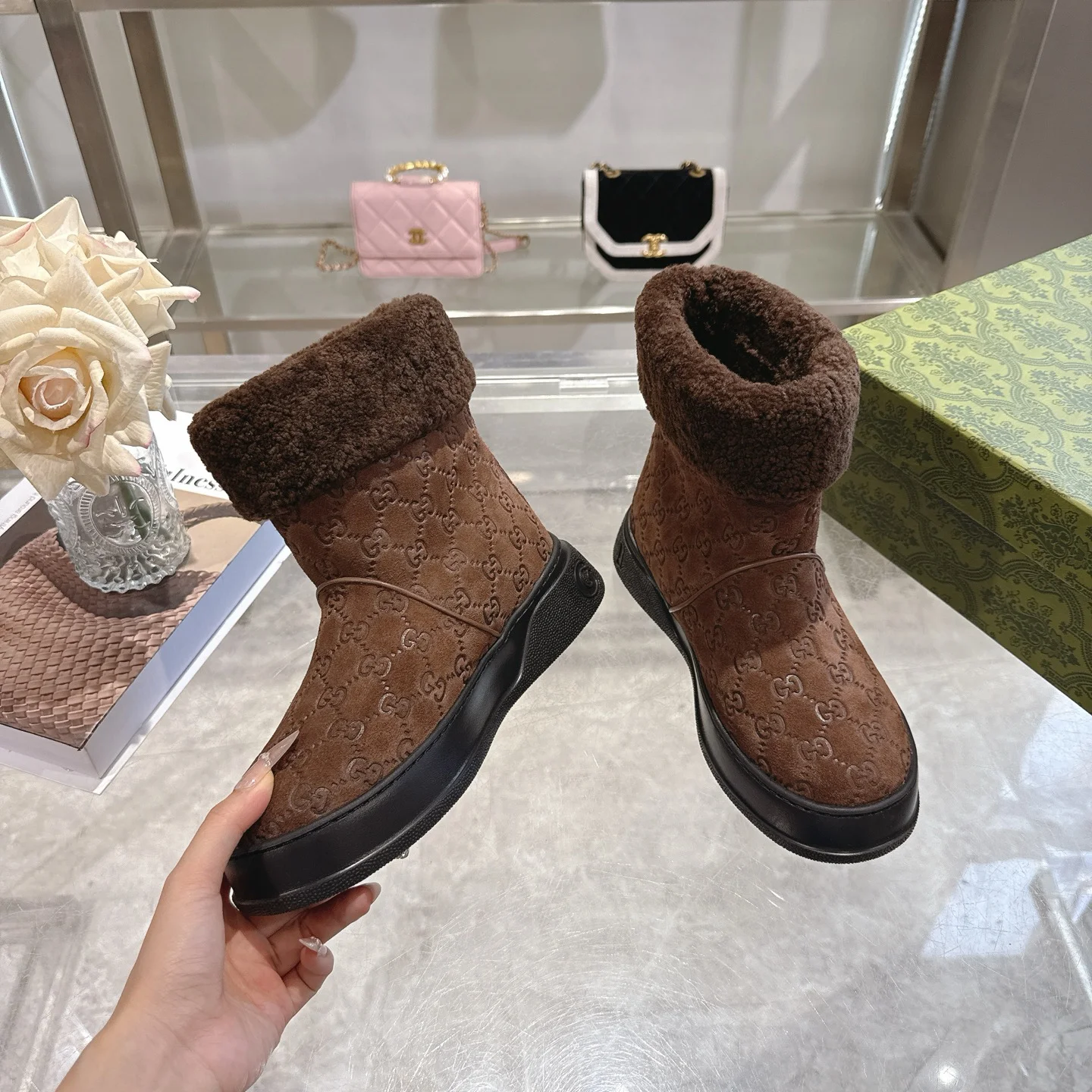 GUCCI Booties Suede & Wool EU36-42 C10202608030007 - Image 6
