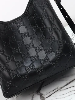 Alternative view of GUCCI Bucket Bags Embossed Leather (Black-Gold) 19x18x11 cm D40202608060468