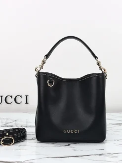 GUCCI Bucket Bags Leather (Black-Gold) 19X18X11CM D40202608060467