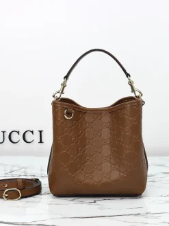 GUCCI Bucket Bags Leather (Brown-Gold) 19X18X11CM D40202608060475