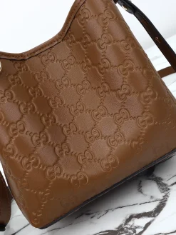 Alternative view of GUCCI Bucket Bags Leather (Brown-Gold) 19X18X11CM D40202608060475