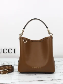 GUCCI Bucket Bags Leather (Brown-Gold) 19X18X11CM D40202608060479