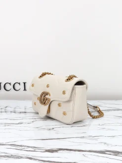Alternative view of GUCCI Crossbody Bags Calfskin Leather (White-Gold) 22x13x6 cm E60202608060335