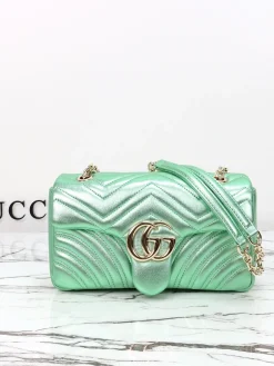 GUCCI Crossbody Bags Lamb Leather (Mint Green-Gold) 26X15X7CM D90202608060483