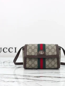 GUCCI Crossbody Bags Leather (Beige-Brown) 20X15X5CM D10202608060340