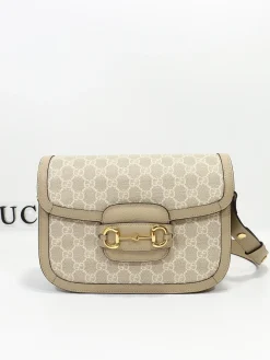 GUCCI Crossbody Bags Leather (Beige-Gold) 25X18X8CM E10202608060349