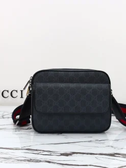 GUCCI Crossbody Bags Leather (Black-Red) 23x18x12 cm C90202608060075