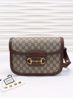 GUCCI Crossbody Bags Leather (Brown-Beige) 25X18X8 CM E20202608060348