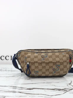 GUCCI Crossbody Bags Leather (Brown-Blue) 34X15X10CM C40202608060386