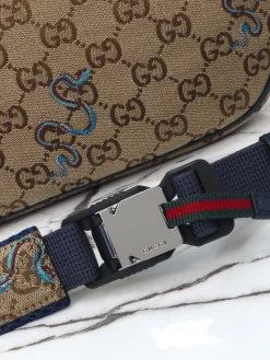 Alternative view of GUCCI Crossbody Bags Leather (Brown-Blue) 34X15X10CM C40202608060386