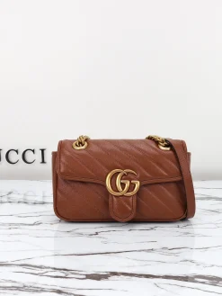 GUCCI Crossbody Bags Leather (Brown-Gold) 23X14X6CM D70202608060323