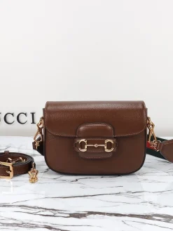 GUCCI Crossbody Bags Leather (Brown-Gold) One Size E10202608060358