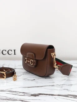 Alternative view of GUCCI Crossbody Bags Leather (Brown-Gold) One Size E10202608060358