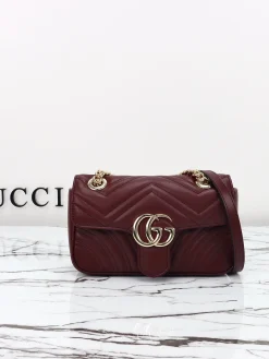GUCCI Crossbody Bags Leather (Burgundy-Gold) 23X14X6CM D40202608060326