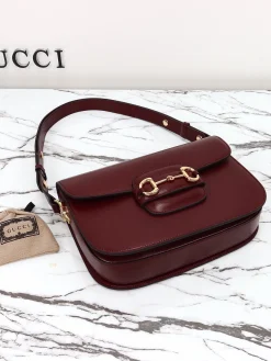 Alternative view of GUCCI Crossbody Bags Leather (Burgundy-Gold) 25X18X8CM E80202608060343