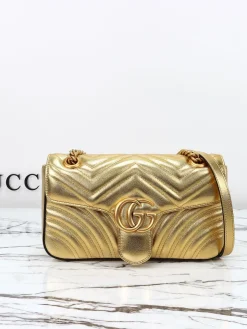 GUCCI Crossbody Bags Leather (Gold-Black) 26X15X7CM D40202608060308
