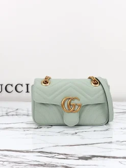 GUCCI Crossbody Bags Leather (Light Green-Gold) 22X13X6 CM C90202608060327