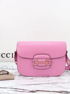 GUCCI Crossbody Bags Leather (Pink-Gold) 25X18X8CM E80202608060345
