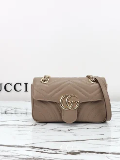 GUCCI Crossbody Bags Leather (Taupe-Gold) 22X13X6CM D10202608060325