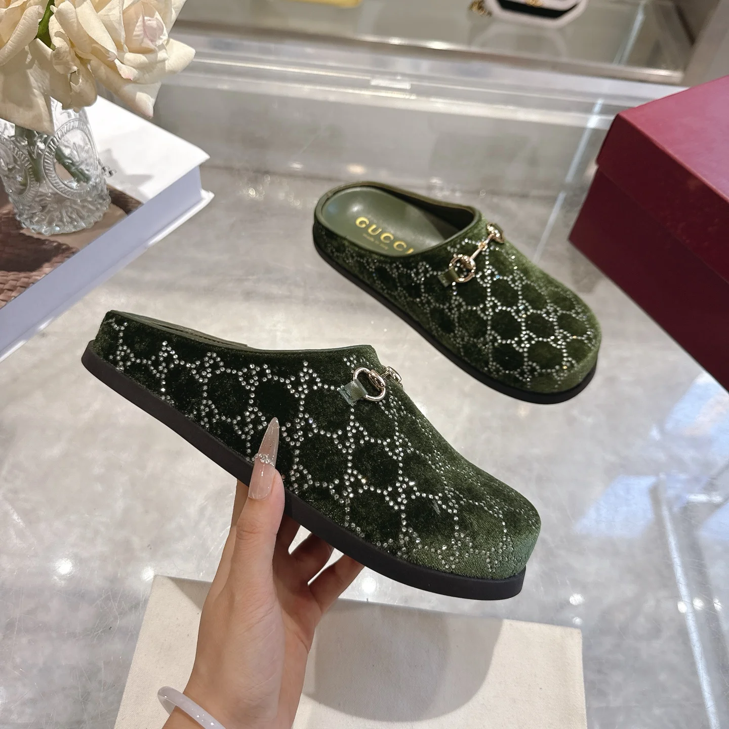 GUCCI Mules Velvet EU36-42 B10202608030004 - Image 5