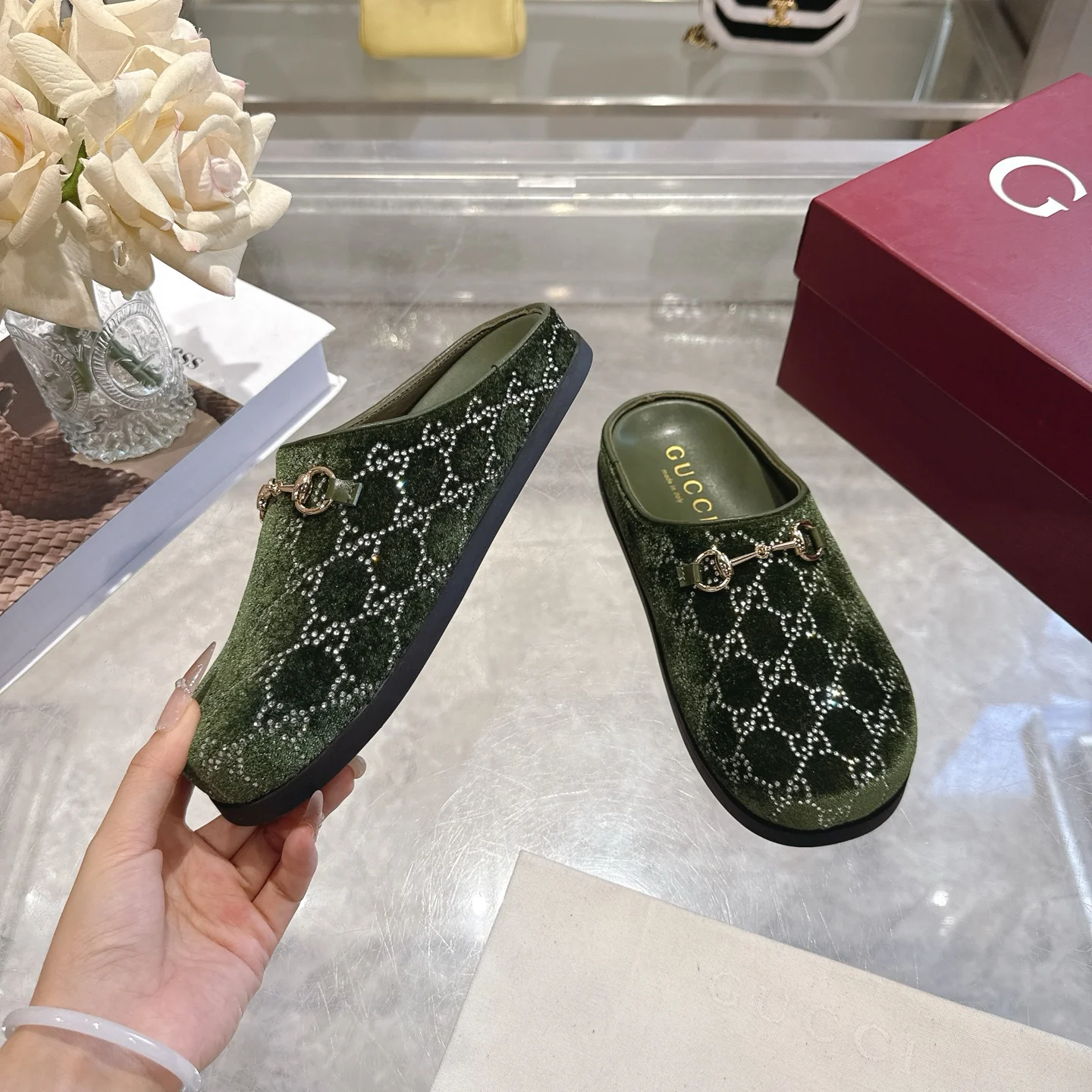 GUCCI Mules Velvet EU36-42 B10202608030004 - Image 6