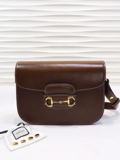 GUCCI Shoulder Bags Brown Leather (Brown-Gold) 25X18X8CM E90202608060346