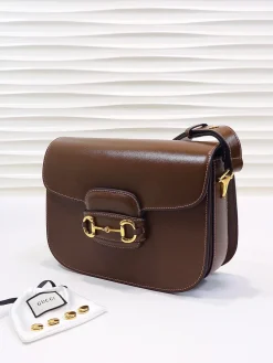 Alternative view of GUCCI Shoulder Bags Brown Leather (Brown-Gold) 25X18X8CM E90202608060346