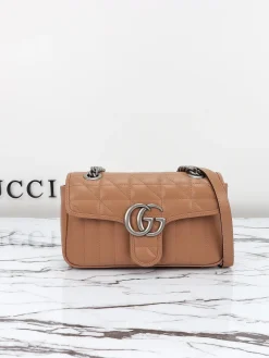 GUCCI Shoulder Bags Calfskin Leather (Brown-SiGUCCIer) 22X13X6 CM D80202608060322
