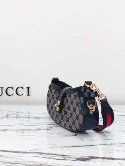 Alternative view of GUCCI Shoulder Bags Canvas Leather (Blue-Beige) 24x12x5 cm D10202608060233