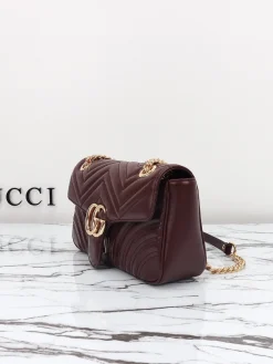 Alternative view of GUCCI Shoulder Bags Lamb Leather (Burgundy-Gold) 26x15x7 cm D60202608060315