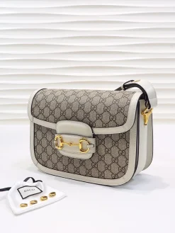Alternative view of GUCCI Shoulder Bags Leather (Beige-White-Gold) 25X18X8CM E20202608060347