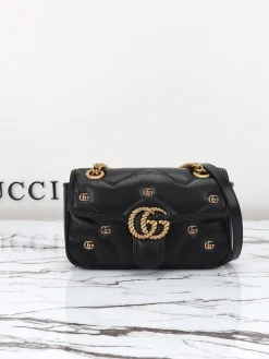 GUCCI Shoulder Bags Leather (Black-Gold) 22X13X6CM E60202608060334