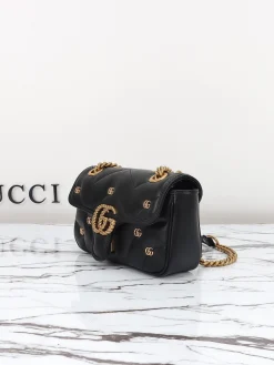 Alternative view of GUCCI Shoulder Bags Leather (Black-Gold) 22X13X6CM E60202608060334