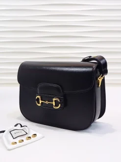 Alternative view of GUCCI Shoulder Bags Leather (Black-Gold) 25X18X8CM E90202608060176