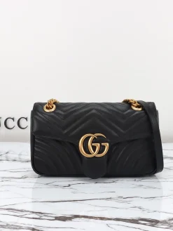 GUCCI Shoulder Bags Leather (Black-Gold) 26X15X7CM D10202608060317