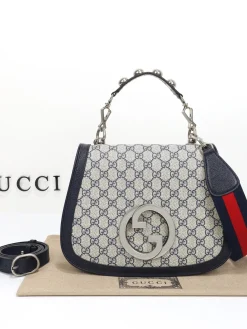 GUCCI Shoulder Bags Leather (Blue-Red) 29X22X7CM F40202608060439