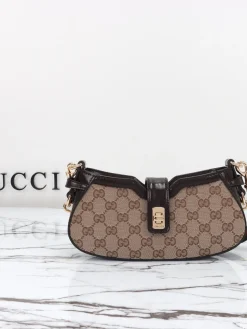 GUCCI Shoulder Bags Leather (Brown-Beige) 24X12X5CM D10202608060234
