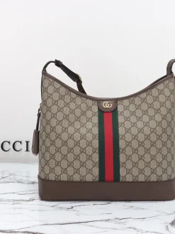 GUCCI Shoulder Bags Leather (Brown-Beige) 34X32X17 CM D50202608060236