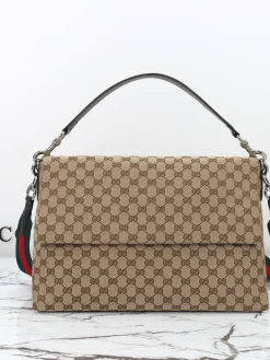 GUCCI Shoulder Bags Leather (Brown-Black) 36X25X12CM D50202608060085