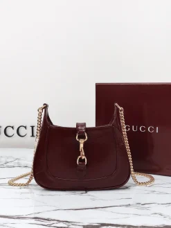 GUCCI Shoulder Bags Leather (Burgundy-Gold) One Size D10202608060204